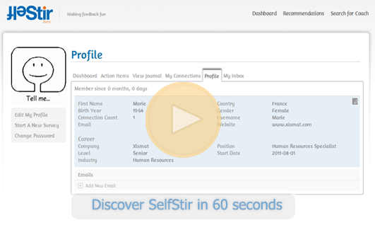 SelfStir user profile