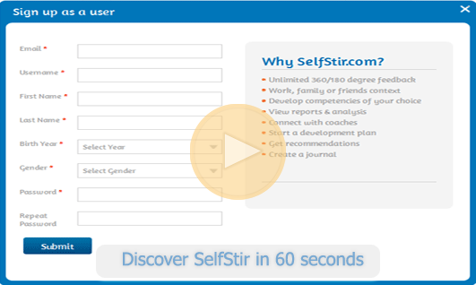 Sign Up for a free 360 feedback on SelfStir